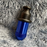 Small Flared Blue Bullet Smoking Pipe Tobacco Herb Portable Metal Travel Size