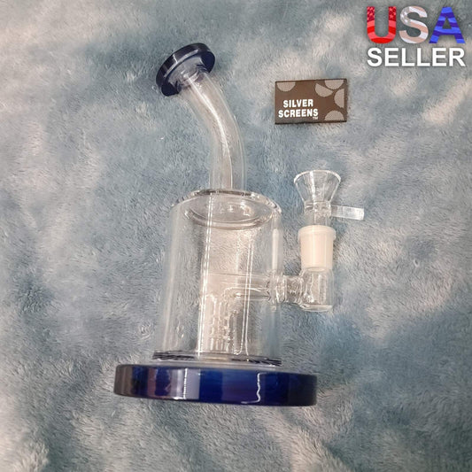 Small Premium Sapphire Blue Water Pipe Tobacco Smoking Herb Glass Travel Size
