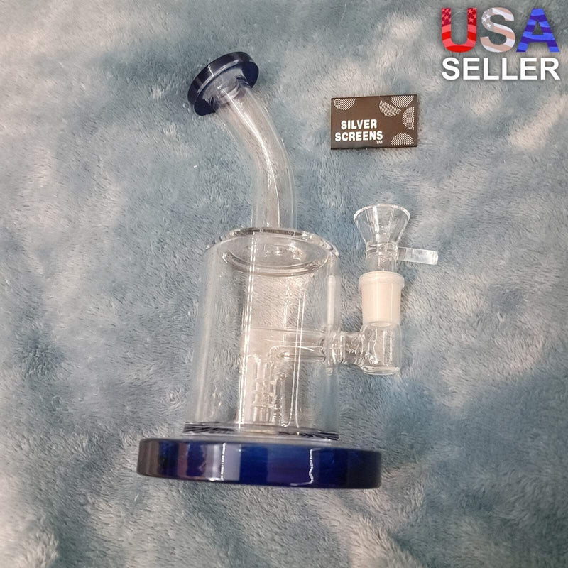 Small Premium Sapphire Blue Water Pipe Tobacco Smoking Herb Glass Travel Size
