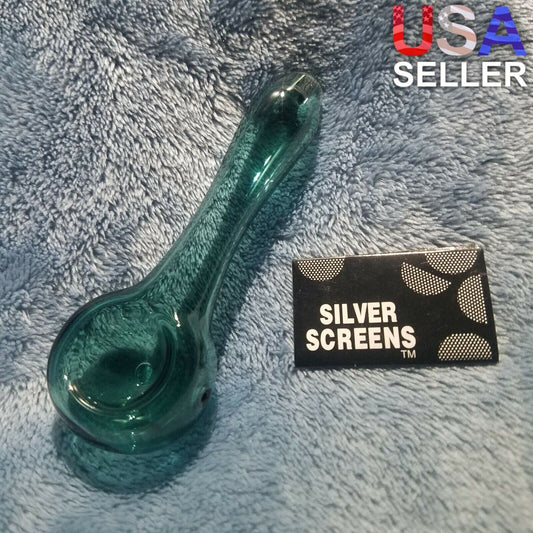 Small Misty Green Smoking Pipe Tobacco Herb Portable Glass Spoon Pocket Size