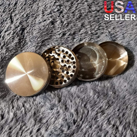 50mm Small Silver 4 Piece Tobacco Herb Grinder Portable Metal Travel Size