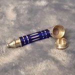 Small Blue Luxury Metal Smoking Pipe Tobacco Herb Silver Portable Pocket Size