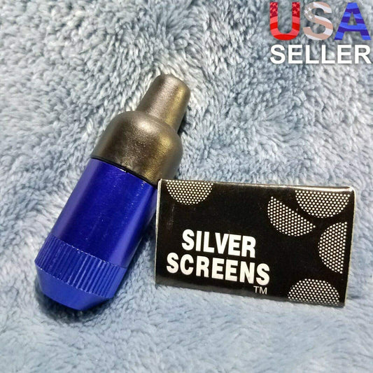 NEW Small Blue Bullet Smoking Pipe Tobacco Herb Portable Metal Pocket Size