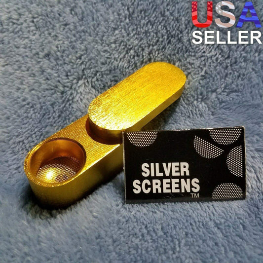 NEW Small Gold Foldable Smoking Pipe Tobacco Herb Portable Metal Pocket Size