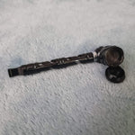 Small Black Deluxe Smoking Pipe Tobacco Herb Portable Metal Glass Travel Size