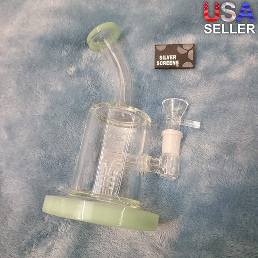 Small Premium Olive Green Water Pipe Tobacco Smoking Herb Glass Travel Size