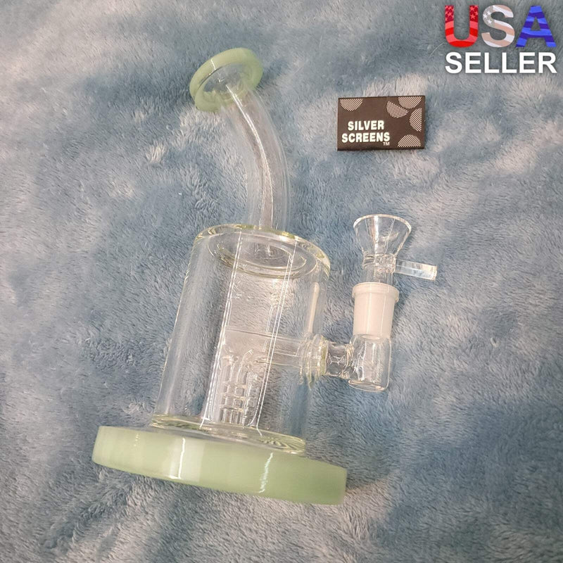 Small Premium Olive Green Water Pipe Tobacco Smoking Herb Glass Travel Size