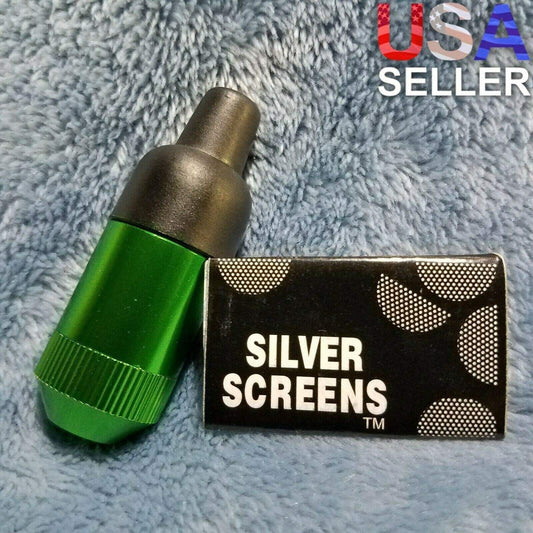 NEW Small Green Bullet Smoking Pipe Tobacco Herb Portable Metal Pocket Size