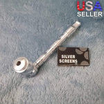 Small Silver Deluxe Smoking Pipe Tobacco Herb Portable Metal Glass Travel Size