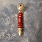 Small Red Luxury Metal Smoking Pipe Tobacco Herb Silver Portable Pocket Size
