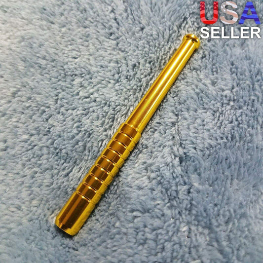 Small Gold One Hitter Bat Smoking Pipe Tobacco Herb Portable Metal Pocket Size