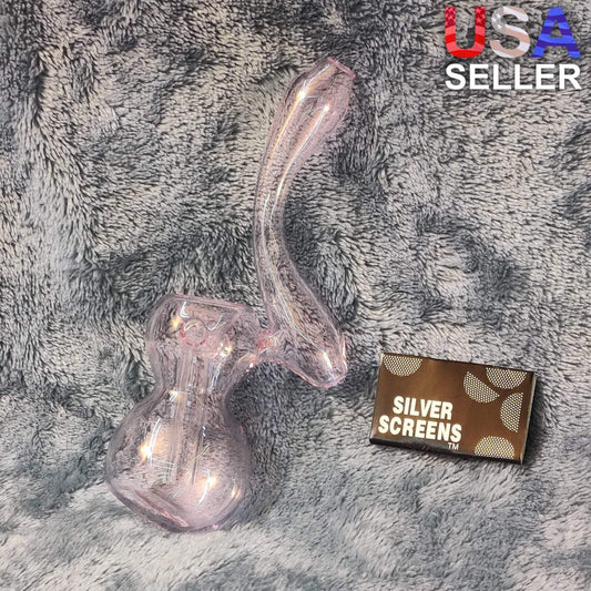 Small Elegant Rosey Pink Water Pipe Tobacco Smoking Herb Glass Travel Size