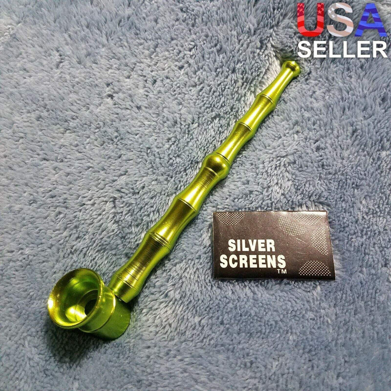 Small Long Green Bamboo Smoking Pipe Tobacco Herb Portable Metal Travel Size