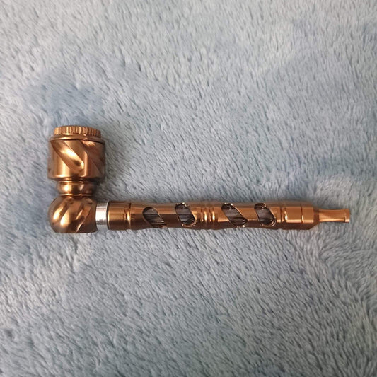 Small Bronze Deluxe Smoking Pipe Tobacco Herb Portable Metal Glass Travel Size