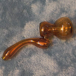 Small Elegant Amber Red Water Pipe Tobacco Smoking Herb Glass Travel Size