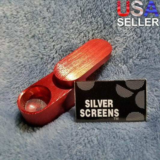 NEW Small Red Foldable Smoking Pipe Tobacco Herb Portable Metal Pocket Size
