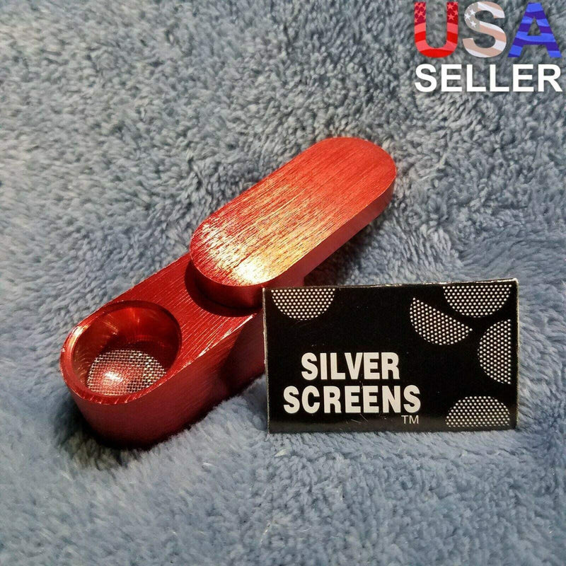 NEW Small Red Foldable Smoking Pipe Tobacco Herb Portable Metal Pocket Size