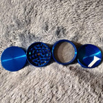 50mm Small Blue 4 Piece Tobacco Herb Grinder Portable Metal Travel Size