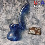Small Elegant Ice Blue Water Pipe Tobacco Smoking Glass Travel Size