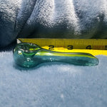 Small Misty Green Smoking Pipe Tobacco Herb Portable Glass Spoon Pocket Size