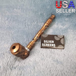 Small Bronze Deluxe Smoking Pipe Tobacco Herb Portable Metal Glass Travel Size