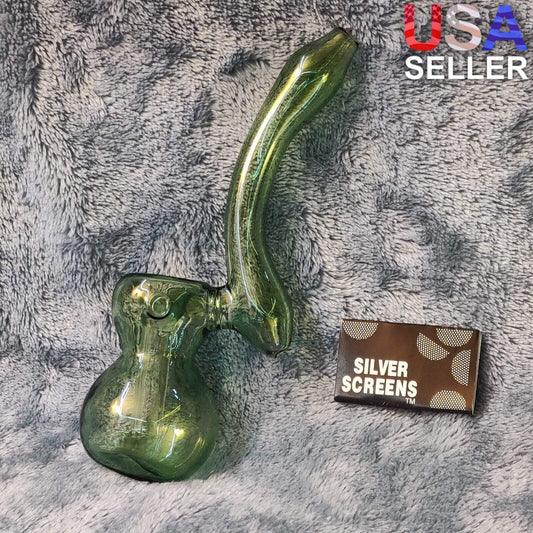 Small Elegant Emerald Green Water Pipe Tobacco Smoking Herb Glass Travel Size