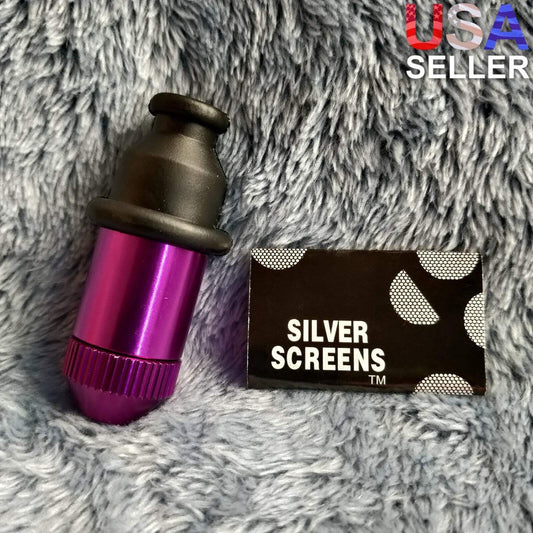 Small Flared Purple Bullet Smoking Pipe Tobacco Herb Portable Metal Travel Size