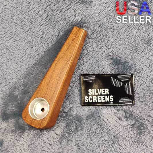 Small Oak Wood Wedge Smoking Pipe Tobacco Herb Portable Wooden Travel Size