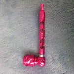 Small Pink Deluxe Smoking Pipe Tobacco Herb Portable Metal Glass Travel Size