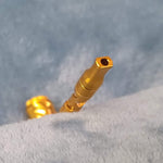 Small Gold Deluxe Smoking Pipe Tobacco Herb Portable Metal Glass Travel Size