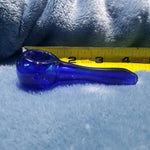 Small Sapphire Blue Smoking Pipe Tobacco Herb Portable Glass Spoon Pocket Size