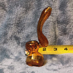 Small Elegant Amber Red Water Pipe Tobacco Smoking Herb Glass Travel Size