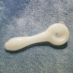 Small Pearl White Smoking Pipe Tobacco Herb Portable Glass Spoon Pocket Size