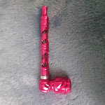 Small Pink Deluxe Smoking Pipe Tobacco Herb Portable Metal Glass Travel Size