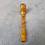 Small Gold Deluxe Smoking Pipe Tobacco Herb Portable Metal Glass Travel Size
