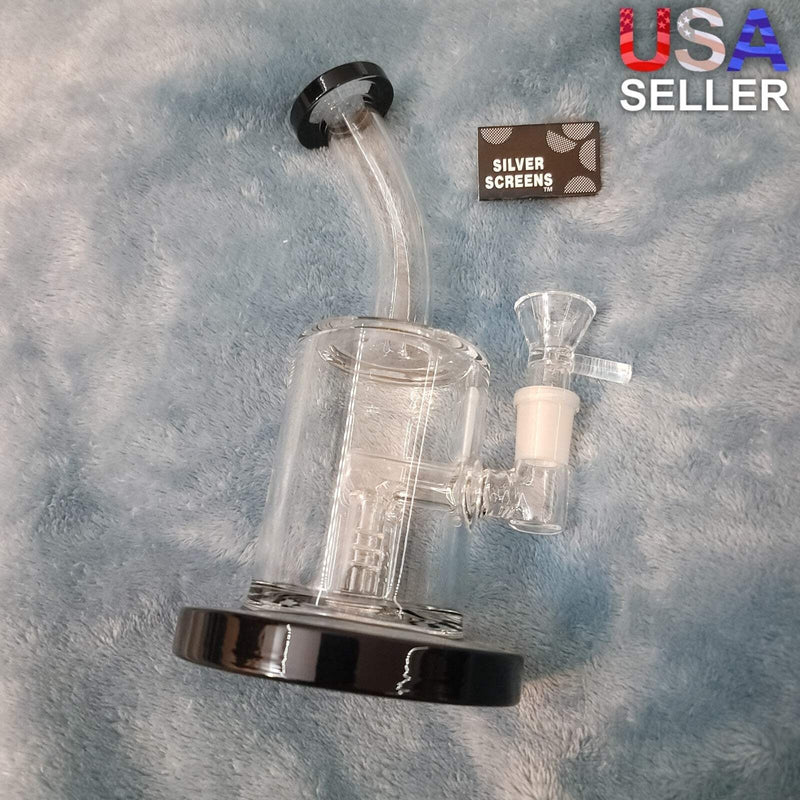 Small Premium Obsidian Black Water Pipe Tobacco Smoking Herb Glass Travel Size