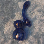 Small Elegant Sapphire Blue Water Pipe Tobacco Smoking Herb Glass Travel Size
