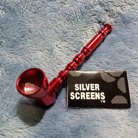 NEW Small Red Bamboo Smoking Pipe Tobacco Herb Portable Metal Pocket Size