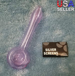 Small Lavender Purple Smoking Pipe Tobacco Herb Portable Glass Spoon Pocket Size