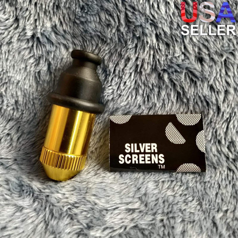 Small Flared Gold Bullet Smoking Pipe Tobacco Herb Portable Metal Travel Size