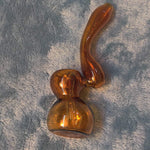 Small Elegant Amber Red Water Pipe Tobacco Smoking Herb Glass Travel Size