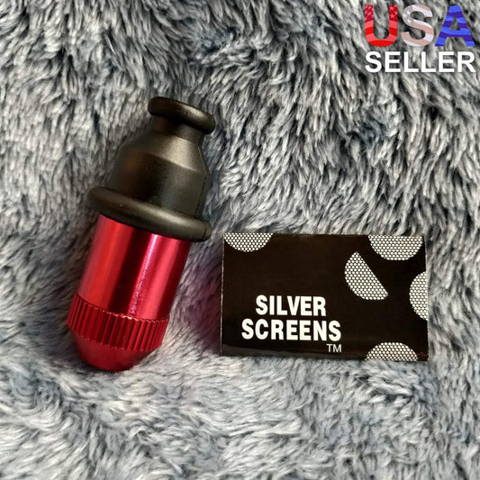 Small Flared Red Bullet Smoking Pipe Tobacco Herb Portable Metal Travel Size