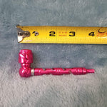 Small Pink Deluxe Smoking Pipe Tobacco Herb Portable Metal Glass Travel Size