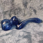 Small Elegant Ice Blue Water Pipe Tobacco Smoking Glass Travel Size