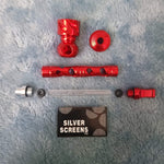 Small Red Deluxe Smoking Pipe Tobacco Herb Portable Metal Glass Travel Size