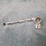 Small Silver Deluxe Smoking Pipe Tobacco Herb Portable Metal Glass Travel Size