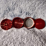 50mm Small Red 4 Piece Tobacco Herb Grinder Portable Metal Travel Size