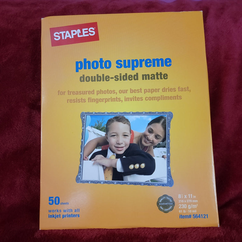 Staples Photo Supreme 50 Sheets Double sided Matte 8.5" X 11" #564121 inkjet NEW