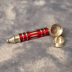 Small Red Luxury Metal Smoking Pipe Tobacco Herb Silver Portable Pocket Size