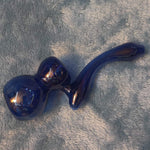 Small Elegant Sapphire Blue Water Pipe Tobacco Smoking Herb Glass Travel Size